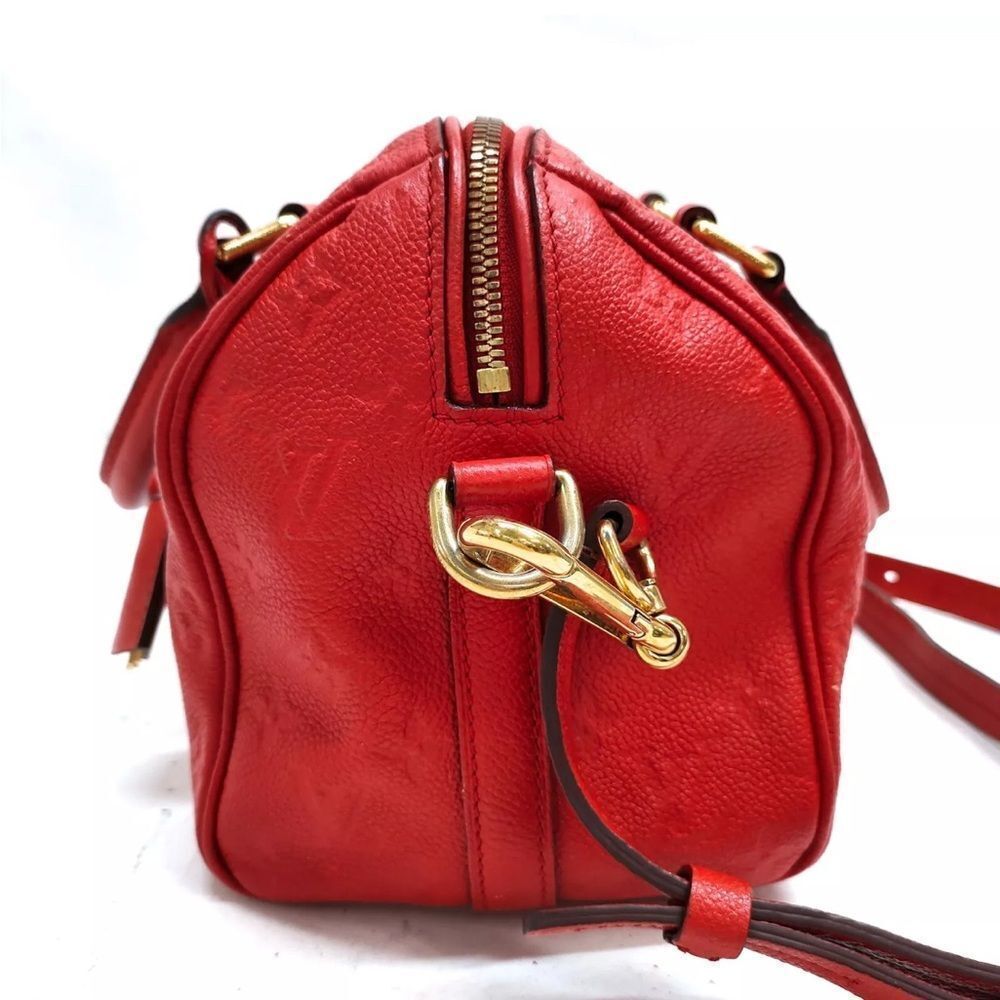 Louis Vuitton Red Enpreinte LV Embossed Leather M40758 Speedy Bandouliere 25 - Picture 2 of 16